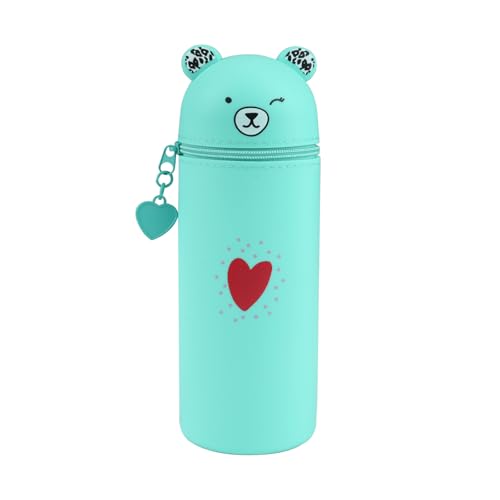 Maxmoc Kawaii Federmäppchen,2 in 1 Mäppchen aus Weichem Silikon,Ständer Schlampermäppchen,Cartoon Stifteköcher für Mädchen Teenager(Grün) von Maxmoc