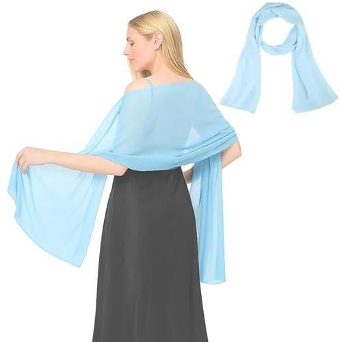 Maxmoc Stola Damen Festlich,Chiffon Schal,Elegant Stola für Abendkleid,Leicht Multifunktionstuch für Abendkleider Brautkleider Sommer Hochzeit(200 X 70 cm) (Hellblau) von Maxmoc