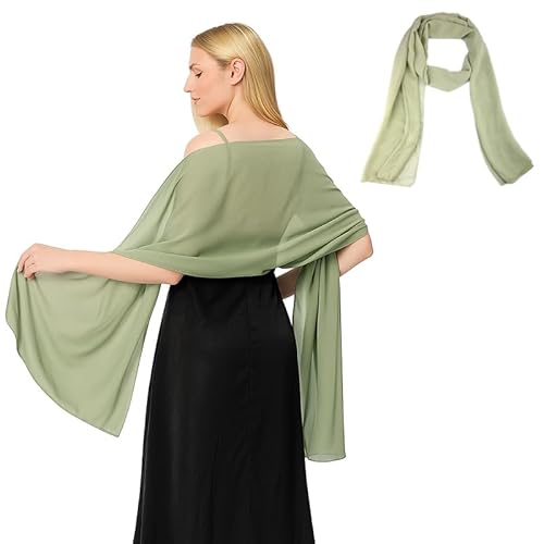 Maxmoc Stola Damen Festlich,Chiffon Schal,Elegant Stola für Abendkleid,Leicht Multifunktionstuch für Abendkleider Brautkleider Sommer Hochzeit(200 X 70 cm) (Hellgrün) von Maxmoc