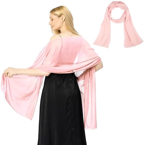 Maxmoc Stola Damen Festlich,Chiffon Schal,Elegant Stola für Abendkleid,Leicht Multifunktionstuch für Abendkleider Brautkleider Sommer Hochzeit(200 X 70 cm) (Rosa) von Maxmoc