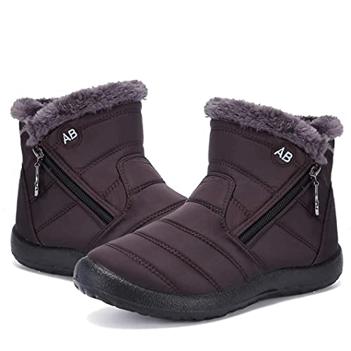 Maxome Winterstiefel Damen Warme Gefüttert Winterschuhe Schneestiefel Winterboots Reißverschluss Kurzschaft Stiefeletten Winter Boots Outdoor Leicht Bequem Rutschfeste Wanderstiefel von Maxome