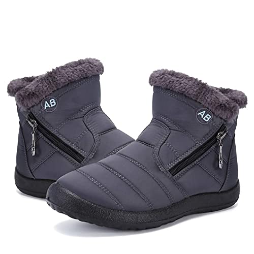 Maxome Winterstiefel Damen Warme Gefüttert Winterschuhe Schneestiefel Winterboots Reißverschluss Kurzschaft Stiefeletten Winter Boots Outdoor Leicht Bequem Rutschfeste Wanderstiefel von Maxome