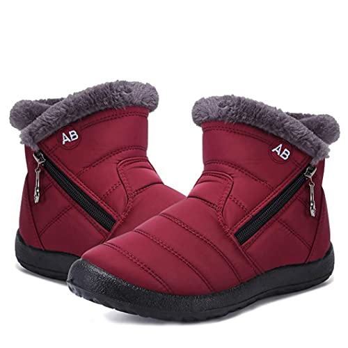 Maxome Winterstiefel Damen Warme Gefüttert Winterschuhe Schneestiefel Winterboots Reißverschluss Kurzschaft Stiefeletten Winter Boots Outdoor Leicht Bequem Rutschfeste Wanderstiefel von Maxome