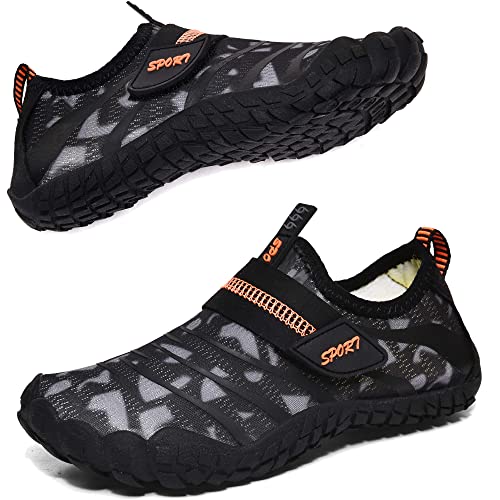 Wasserschuhe für Kinder, Jungen, Mädchen, Strandschuhe, Aqua, Schwimmschuhe, Pool, Barfußschuhe, schnell trocknend, leicht, Kinder, Surfen, Tauchschuhe, schwarz grau, 32 EU von Maxome