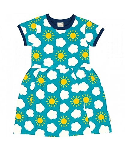 Maxomorra Dress Spin SS Classic Sky, 134/140 von Maxomorra