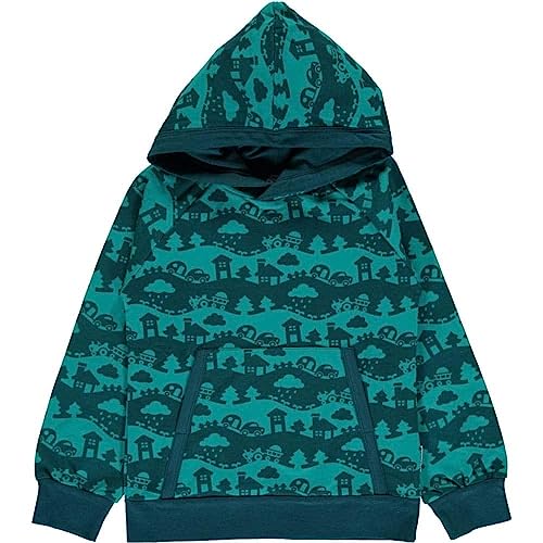 Maxomorra Hoodie Sweat Turquoise Landscape, 110/116 von Maxomorra