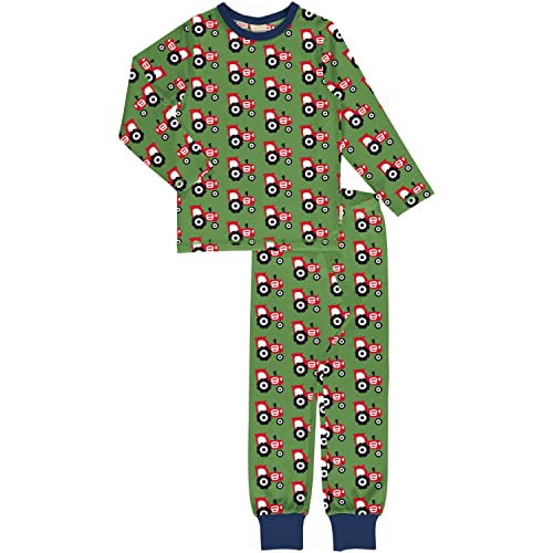 Maxomorra Kinder Schlafanzug GOTS Bio-Baumwolle Pyjama Tractor (146-152) von Maxomorra