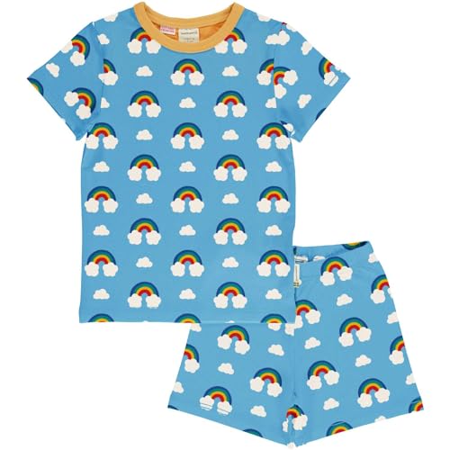 Maxomorra Kinder Schlafanzug kurz Regenbögen Pyjama Rainbow Short (134/140) von Maxomorra