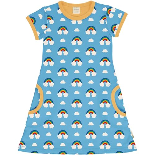 Maxomorra Mädchen Kleid Kurzarm mit Regenbogen GOTS Dress Rainbow (122-128) von Maxomorra