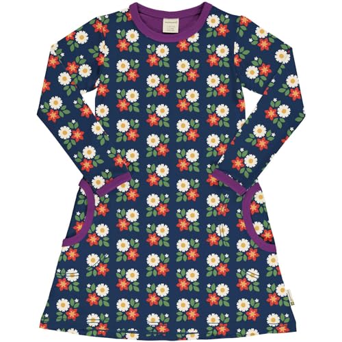 Maxomorra Mädchen Kleid Langarm Nachhaltig Blumen Dress Flower (122-128) von Maxomorra