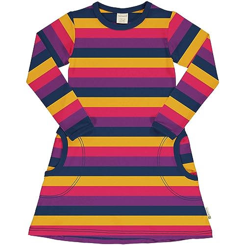 Maxomorra Mädchen Kleid Langarm Nachhaltig Bunt Geringelt LS Stripes (110-116) von Maxomorra