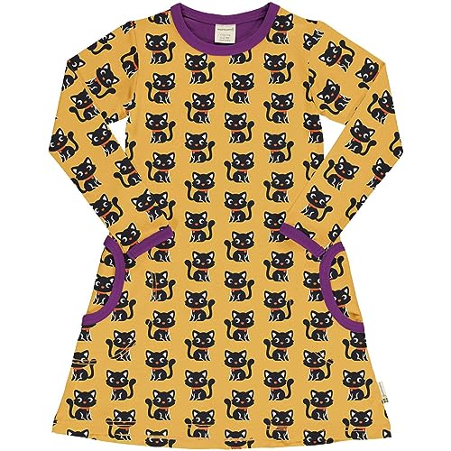 Maxomorra Mädchen Kleid Langarm Nachhaltig Katze Dress CAT (110-116) von Maxomorra