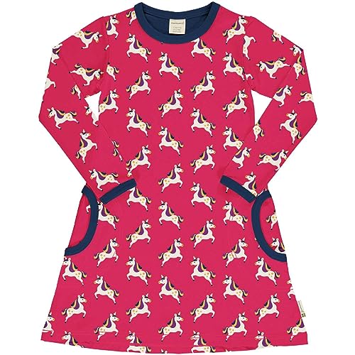 Maxomorra Mädchen Kleid Langarm Nachhaltig mit Einhörnern Dress Unicorn (110-116) von Maxomorra