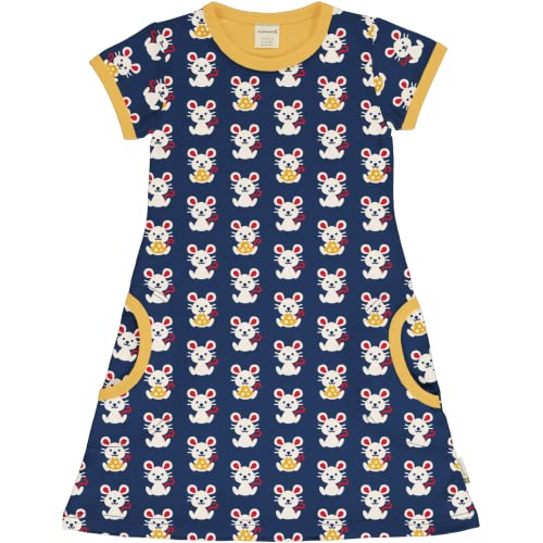 Maxomorra Mädchen Kurzarm Kleid mit Mäusen Dress Mouse (110-116) von Maxomorra