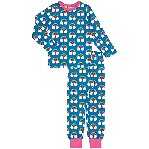 Maxomorra Mädchen Schlafanzug BIO mit Regenbögen Pyjama Farm Rainbow (122-128) von Maxomorra