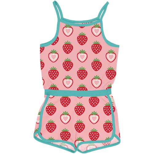 Maxomorra Mädchen Sommer Overall kurz Jumpsuit Short GOTS Bio (Strawberry, 110-116) von Maxomorra