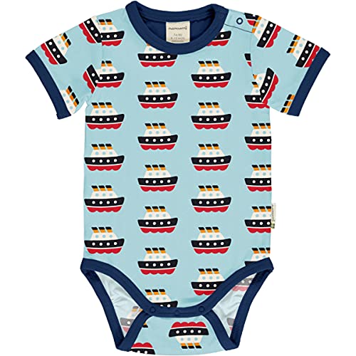 Maxomorra Short Baby Body Ferry - Kurzarm Print-Body Schiffe (74-80) von Maxomorra