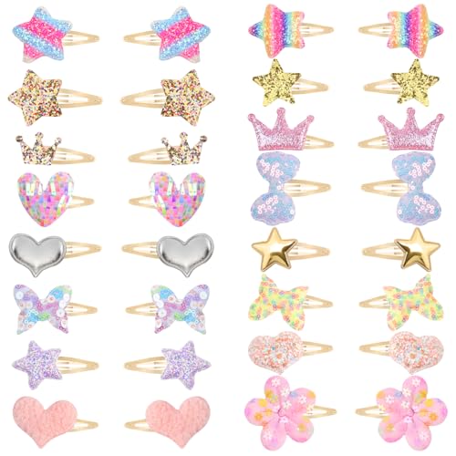 Maxqzin 16 Paar Haarspangen für Mädchen Haarspangen Set Haarnadeln Geburtstag Stern Haarspange Zubehör Party Herz Regenbogen Haargummis Sparkly Kleinkind Kinder Niedlich von Maxqzin
