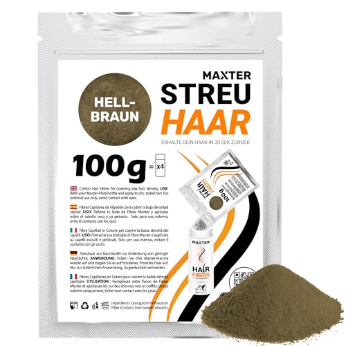 Maxter NACHFÜLLBEUTEL FÜR STREUHAAR Hellbraun 100g Haarpuder gegen Kaschierung von Haarausfall - Haarpuder Männer und Frauen - Mikrofaser in Pulverform - Hair Fiber - Haarpuder Hellbraun von Maxter