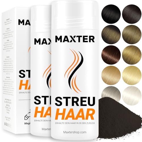 Maxter Streuhaar zur Haarverdichtung - Haarpuder gegen Kaschierung von Haarausfall - Haarpuder Männer und Frauen - Mikrofaser in Pulverform - Hair Fiber - Haarpuder Dunkelbraun x2 von Maxter