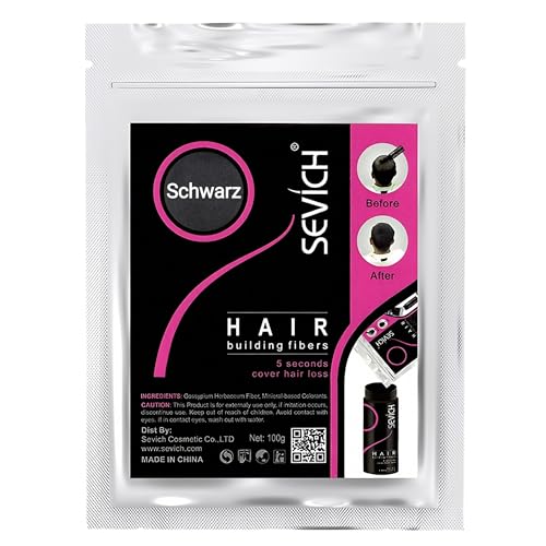 Streuhaar Nachfüllbeutel zur Haarverdichtung - Schütthaar, um den Haarmangel sofort zu verbergen - Haarpuder 100% natürlicher Baumwolle für Männer und Frauen (Schwarz 100g) von Maxter