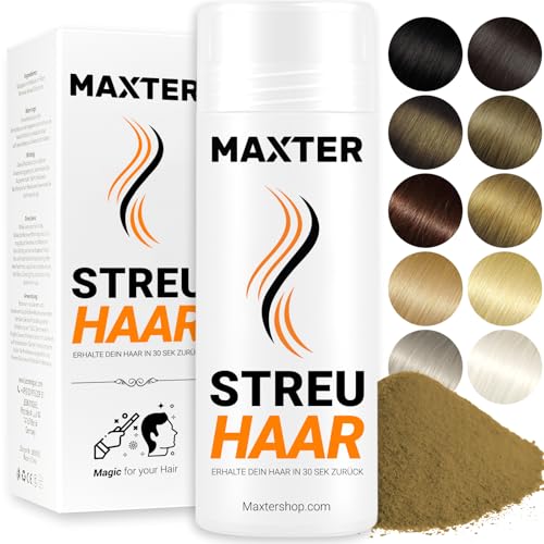 Maxter Streuhaar zur Haarverdichtung - Haarpuder gegen Kaschierung von Haarausfall - Haarpuder Männer und Frauen - Mikrofaser in Pulverform - Hair Fiber - Haarpuder Blond von Maxter
