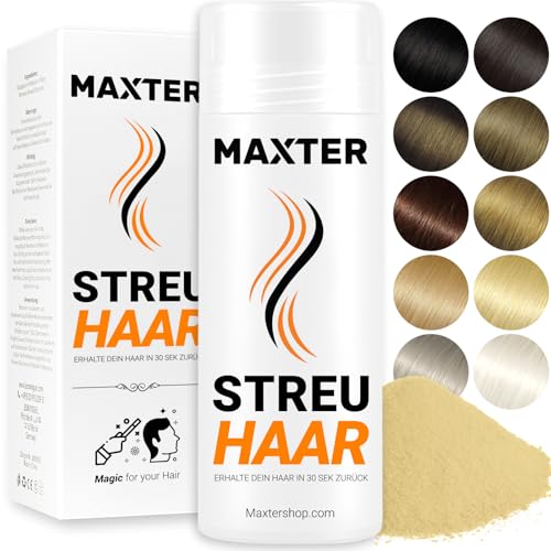 Maxter Streuhaar zur Haarverdichtung - Haarpuder gegen Kaschierung von Haarausfall - Haarpuder Männer und Frauen - Mikrofaser in Pulverform - Hair Fiber - Haarpuder Hellblond von Maxter
