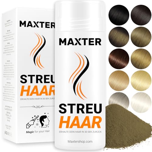 Maxter Streuhaar zur Haarverdichtung - Haarpuder gegen Kaschierung von Haarausfall - Haarpuder Männer und Frauen - Mikrofaser in Pulverform - Hair Fiber - Haarpuder Hellbraun von Maxter