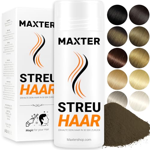 Maxter Streuhaar zur Haarverdichtung - Haarpuder gegen Kaschierung von Haarausfall - Haarpuder Männer und Frauen - Mikrofaser in Pulverform - Hair Fiber - Haarpuder Mittelbraun von Maxter