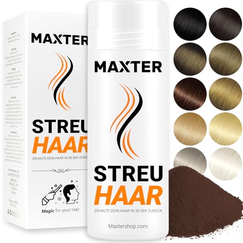 Maxter Streuhaar zur Haarverdichtung - Haarpuder gegen Kaschierung von Haarausfall - Haarpuder Männer und Frauen - Mikrofaser in Pulverform - Hair Fiber - Haarpuder Rotbraun von Maxter