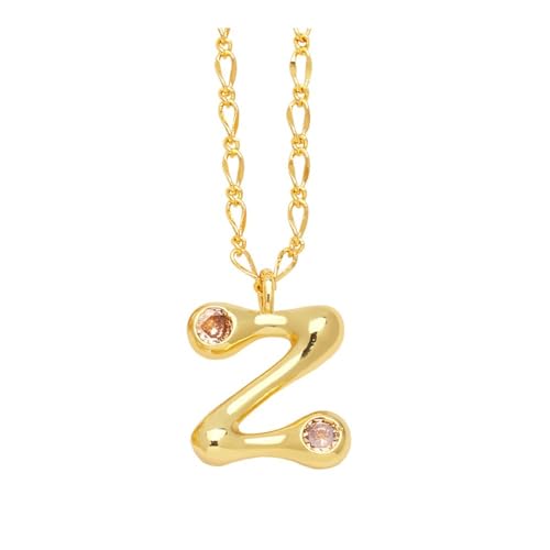 MaxtiL bubble letter necklace 26 Initialen-Blasen-Buchstaben-Halsketten, for Frauen, 14 Karat vergoldeter Diamant-Anhänger, Valentinstag-Geburtstagsgeschenk for Sie (Color : Z) von MaxtiL