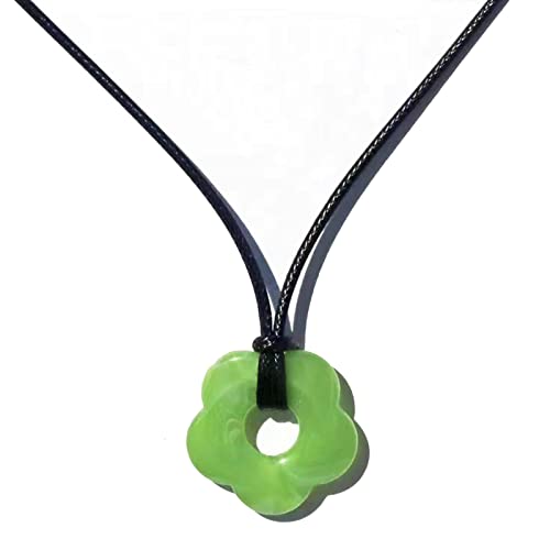 Maxtonser 2023 Trend Acryl Blume Anhänger Halskette für Mädchen Frauen Lange Wachs Linie Halskette Koreanische Mode Schmuck Halsband, Mode Halskette von Maxtonser