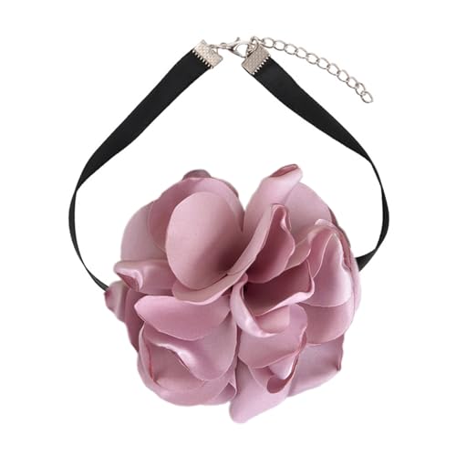 Maxtonser Elegante Blumen-Choker-Halskette für Frauen, Vintage-Blumen-Stil, verstellbare Halskette, stilvoller Statement-Schmuck, Rosa von Maxtonser