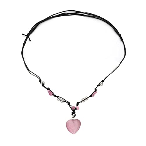 Maxtonser Fashion Love Heart Natural Stone Pendant Necklace Women Girl Adjustable Sweater Chain Aesthetic Jewelry Clavicle Chain,Heart Pendant von Maxtonser