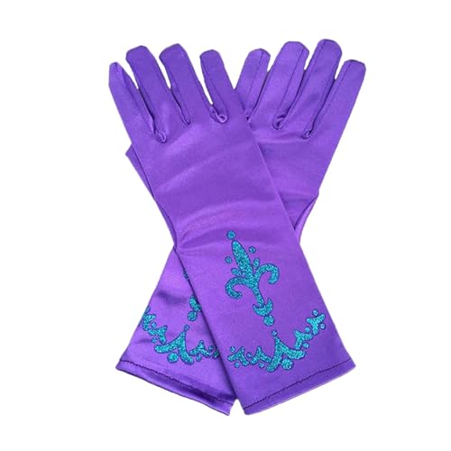 Maxtonser Mädchen Eisprinzessin Lange Handschuhe Pailletten Druck Schneekönigin Verkleiden Handschuhe Solide Performances Party Handschuhe Lila von Maxtonser