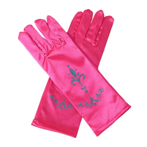 Maxtonser Mädchen Eisprinzessin Lange Handschuhe Pailletten Druck Schneekönigin Verkleiden Handschuhe Solide Performances Party Handschuhe Rose Rot von Maxtonser
