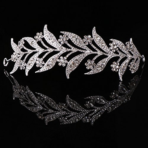 Maxtonser Nice Bridal Leaf Style Crown Women Wedding Tiara Luxury Queen for Rhinestone Headband Jewelry Decor for Festival Party P,Crown Hoop von Maxtonser