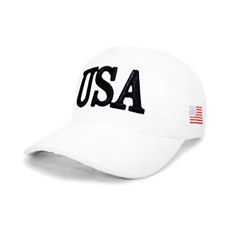 Maxtonser Unisex Outdoor President 2020 Campaign Baseball Cap USA 45 Amerikanische Flagge 3D Bestickt Einstellbar Für Snapback Trucker,Weiß von Maxtonser