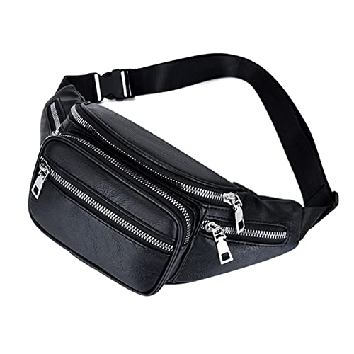 Maxtonser Waist Bag Casual PU Leather Bum Bag Multiple Zipper Pockets Fanny Pack Lightweight Adjustable Strap Hip Pouch Waist Bag,Running Belt von Maxtonser