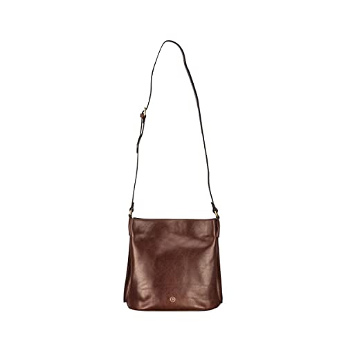 Maxwell Scott - Damen Luxus Leder Bucket Bag mit langem Gurt Crossbody - Handgefertigt aus italienischen Vollnarbenhäuten - The Palermo Cognac von Maxwell Scott