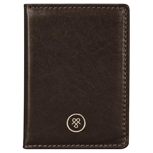 Maxwell Scott - Luxuriöses Leder-Reise-Kartenhalter für Männer mit Ausweisfach - Handgefertigt aus italienischen Vollnarbenhäuten - The Solaro Dunkelbraun von Maxwell Scott