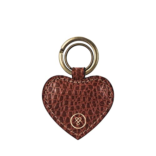 Maxwell Scott - Luxus Leder Schlüsselanhänger in Herzform für Damen - Handgefertigt aus italienischen Vollnarbenhäuten - The Mimi Croco Cognac von Maxwell Scott