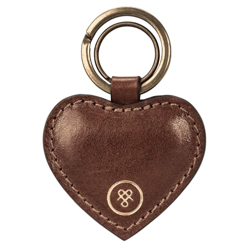 Maxwell Scott - Luxus Leder Schlüsselanhänger in Herzform für Damen - Handgefertigt aus italienischen Vollnarbenhäuten - The Mimi Cognac von Maxwell Scott