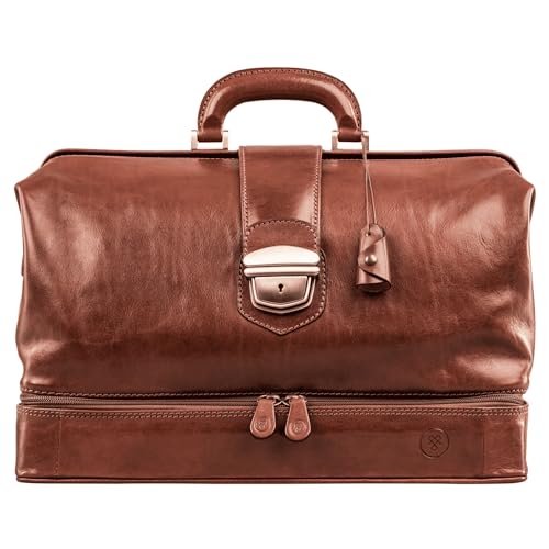 Maxwell Scott - Luxuriöse große Arzttasche aus Leder mit Reißverschlussfach und Schlüsselschloss - Handgefertigt aus italienischen Vollnarbenhäuten - The DonniniL Cognac von Maxwell Scott