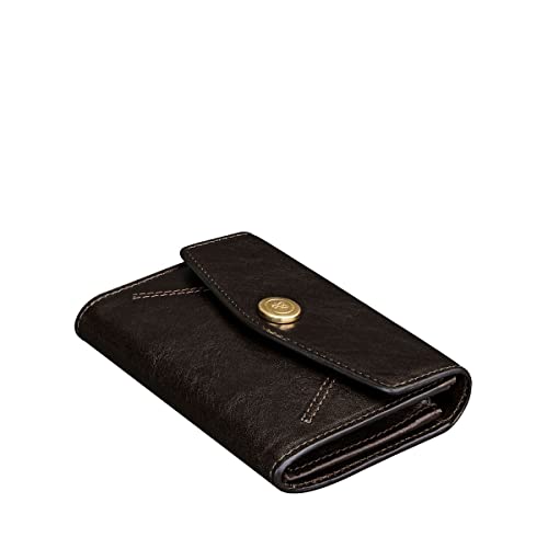 Maxwell Scott - Luxuriöse kleine Damenhandtasche aus Leder mit Popper-Verschluss und Reißverschlussfach für Münzen und Karten - The Fontanelle Dunkelbraun von Maxwell Scott