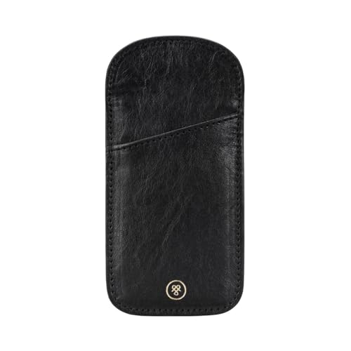 Maxwell Scott - Luxuriöses Brillenetui aus Leder mit Tasche - Handgefertigt aus italienischen Vollnarbenhäuten - The Rufeno Schwarz von Maxwell Scott