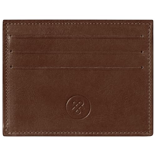 Maxwell Scott - Luxuriöses Herrenleder-Kartenetui mit ID-Fenster - Handgefertigt aus italienischen Vollnarbenhäuten - The Alba Dunkelbraun von Maxwell Scott