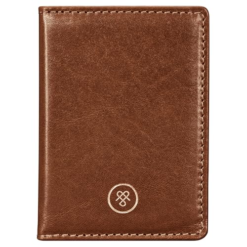Maxwell Scott - Luxuriöses Leder-Reise-Kartenhalter für Männer mit Ausweisfach - Handgefertigt aus italienischen Vollnarbenhäuten - The Solaro Cognac von Maxwell Scott