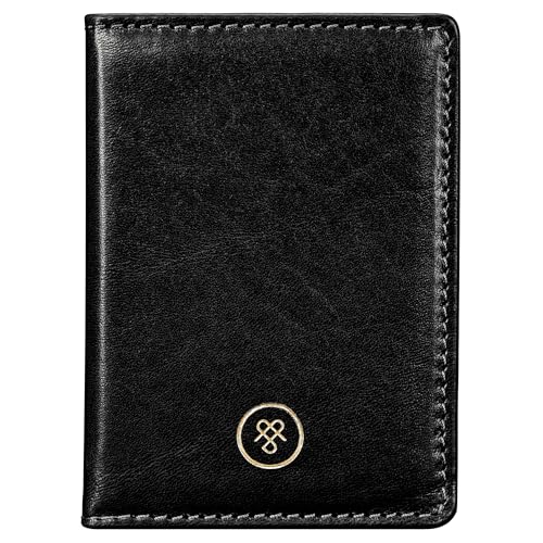 Maxwell Scott - Luxuriöses Leder-Reise-Kartenhalter für Männer mit Ausweisfach - Handgefertigt aus italienischen Vollnarbenhäuten - The Solaro Schwarz von Maxwell Scott