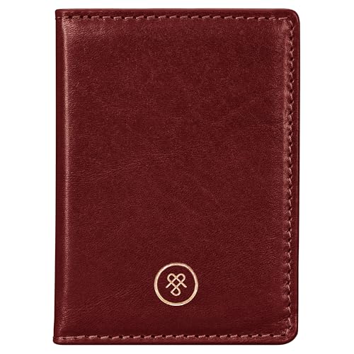 Maxwell Scott - Luxuriöses Leder-Reise-Kartenhalter für Männer mit Ausweisfach - Handgefertigt aus italienischen Vollnarbenhäuten - The Solaro Weinrot von Maxwell Scott